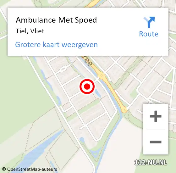 Locatie op kaart van de 112 melding: Ambulance Met Spoed Naar Tiel, Vliet op 23 september 2019 08:15