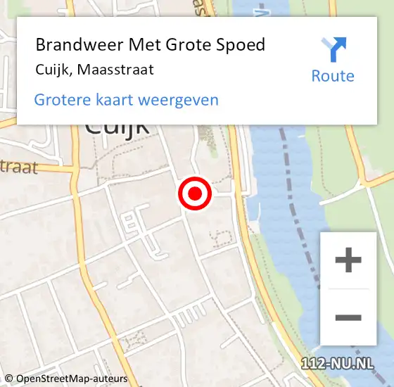 Locatie op kaart van de 112 melding: Brandweer Met Grote Spoed Naar Cuijk, Maasstraat op 23 september 2019 09:12