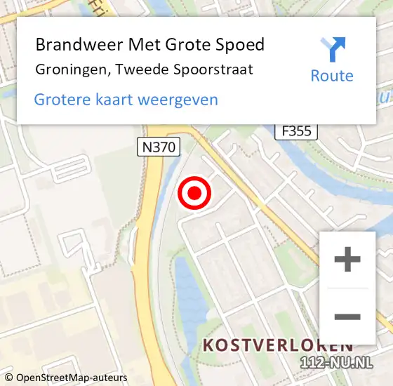 Locatie op kaart van de 112 melding: Brandweer Met Grote Spoed Naar Groningen, Tweede Spoorstraat op 23 september 2019 09:24