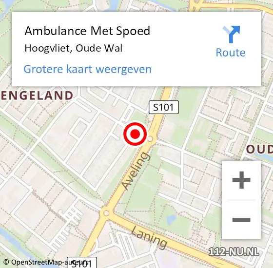 Locatie op kaart van de 112 melding: Ambulance Met Spoed Naar Hoogvliet, Oude Wal op 23 september 2019 10:22