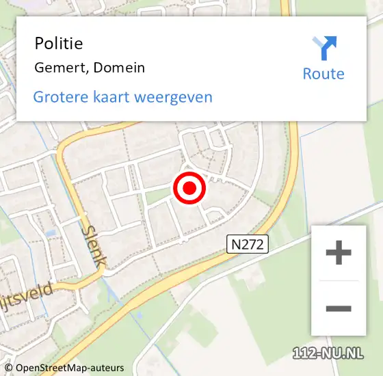 Locatie op kaart van de 112 melding: Politie Gemert, Domein op 23 september 2019 10:22