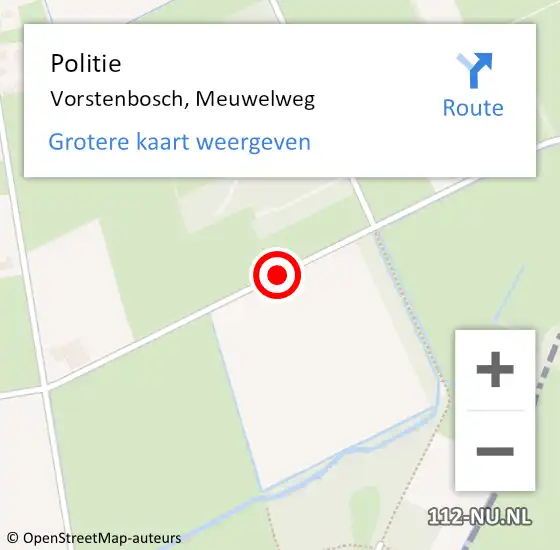 Locatie op kaart van de 112 melding: Politie Vorstenbosch, Meuwelweg op 23 september 2019 10:35