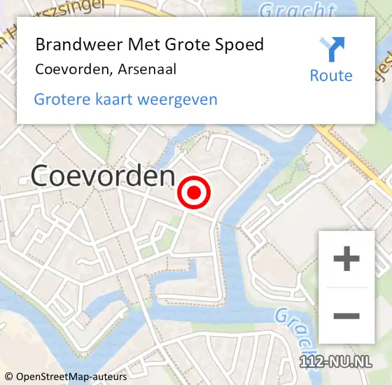 Locatie op kaart van de 112 melding: Brandweer Met Grote Spoed Naar Coevorden, Arsenaal op 23 september 2019 10:51