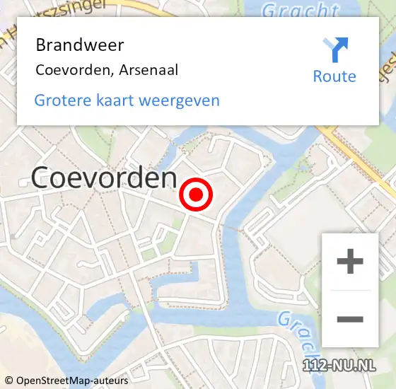 Locatie op kaart van de 112 melding: Brandweer Coevorden, Arsenaal op 23 september 2019 10:55