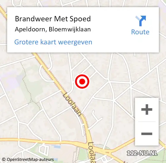 Locatie op kaart van de 112 melding: Brandweer Met Spoed Naar Apeldoorn, Bloemwijklaan op 14 april 2014 16:59