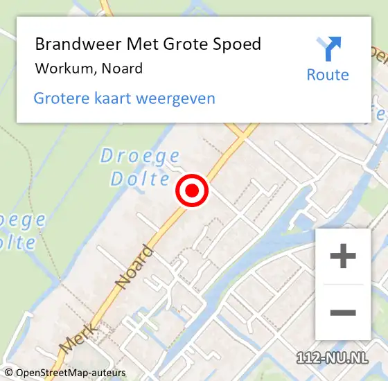 Locatie op kaart van de 112 melding: Brandweer Met Grote Spoed Naar Workum, Noard op 23 september 2019 11:32