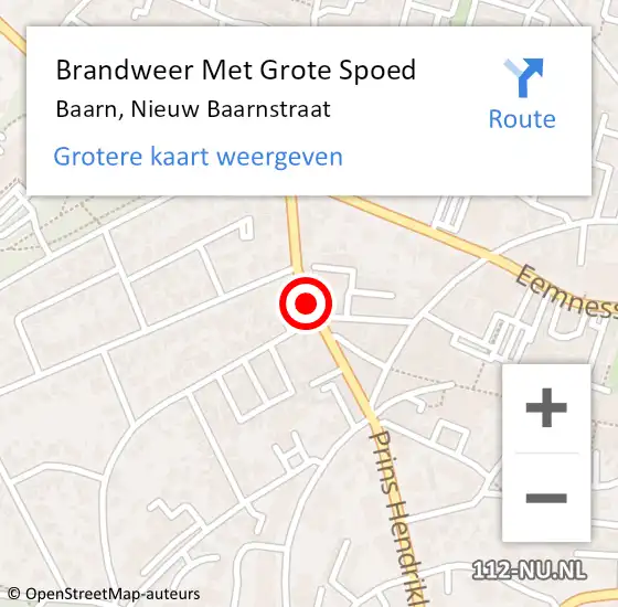 Locatie op kaart van de 112 melding: Brandweer Met Grote Spoed Naar Baarn, Nieuw Baarnstraat op 23 september 2019 11:40