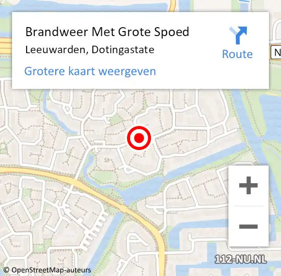 Locatie op kaart van de 112 melding: Brandweer Met Grote Spoed Naar Leeuwarden, Dotingastate op 23 september 2019 11:54