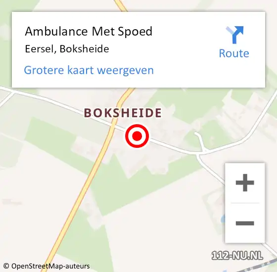 Locatie op kaart van de 112 melding: Ambulance Met Spoed Naar Eersel, Boksheide op 23 september 2019 11:59