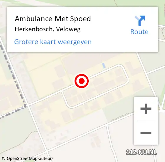 Locatie op kaart van de 112 melding: Ambulance Met Spoed Naar Herkenbosch, Veldweg op 23 september 2019 12:12