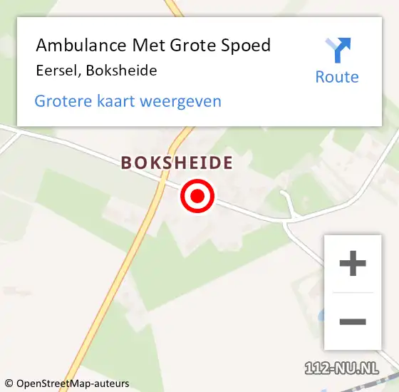 Locatie op kaart van de 112 melding: Ambulance Met Grote Spoed Naar Eersel, Boksheide op 23 september 2019 12:36