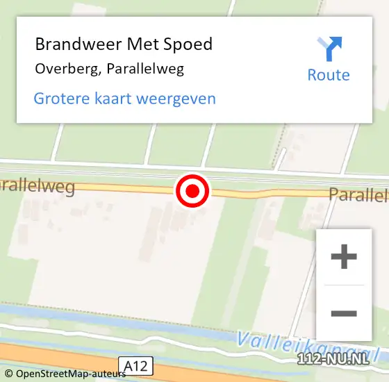 Locatie op kaart van de 112 melding: Brandweer Met Spoed Naar Overberg, Parallelweg op 23 september 2019 13:19