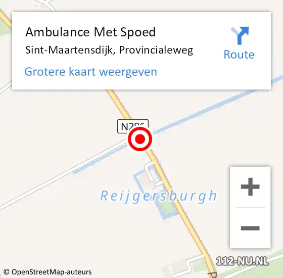 Locatie op kaart van de 112 melding: Ambulance Met Spoed Naar Sint-Maartensdijk, Provincialeweg op 23 september 2019 13:47