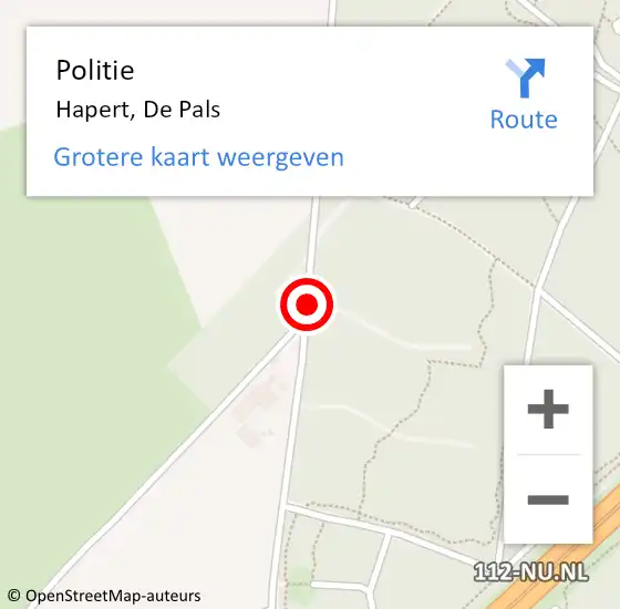 Locatie op kaart van de 112 melding: Politie Hapert, De Pals op 23 september 2019 15:43