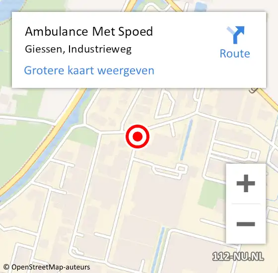 Locatie op kaart van de 112 melding: Ambulance Met Spoed Naar Giessen, Industrieweg op 23 september 2019 15:57