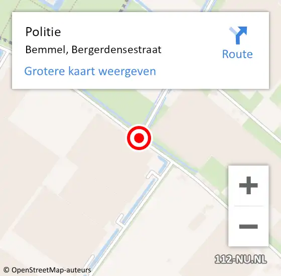 Locatie op kaart van de 112 melding: Politie Bemmel, Bergerdensestraat op 23 september 2019 16:06