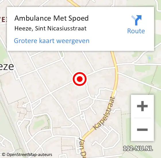 Locatie op kaart van de 112 melding: Ambulance Met Spoed Naar Heeze, Sint Nicasiusstraat op 23 september 2019 17:38