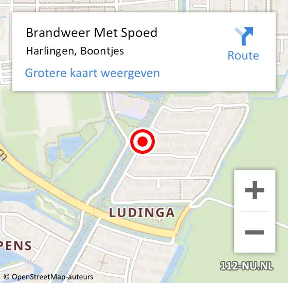 Locatie op kaart van de 112 melding: Brandweer Met Spoed Naar Harlingen, Boontjes op 23 september 2019 17:46