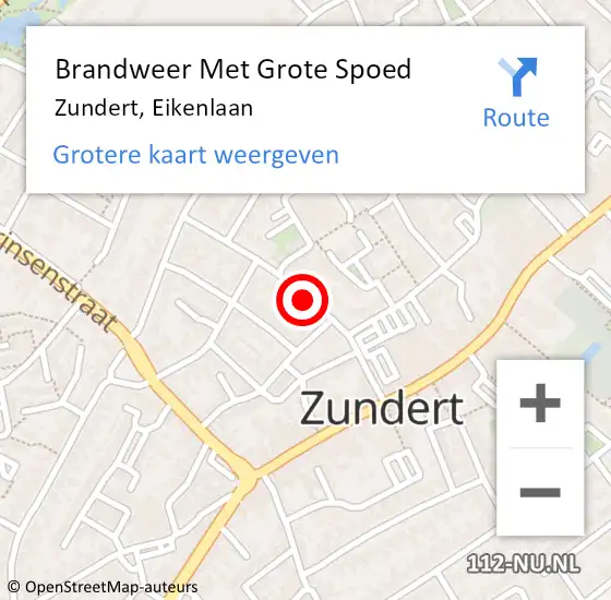 Locatie op kaart van de 112 melding: Brandweer Met Grote Spoed Naar Zundert, Eikenlaan op 23 september 2019 18:20