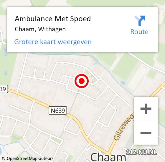 Locatie op kaart van de 112 melding: Ambulance Met Spoed Naar Chaam, Withagen op 23 september 2019 19:07