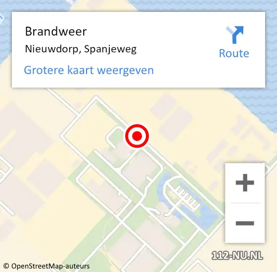 Locatie op kaart van de 112 melding: Brandweer Nieuwdorp, Spanjeweg op 23 september 2019 19:37