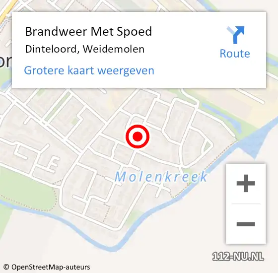 Locatie op kaart van de 112 melding: Brandweer Met Spoed Naar Dinteloord, Weidemolen op 23 september 2019 19:45