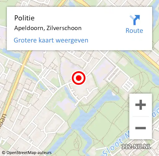 Locatie op kaart van de 112 melding: Politie Apeldoorn, Zilverschoon op 23 september 2019 23:47