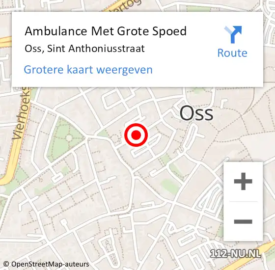 Locatie op kaart van de 112 melding: Ambulance Met Grote Spoed Naar Oss, Sint Anthoniusstraat op 23 september 2019 23:49