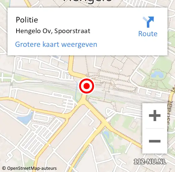 Locatie op kaart van de 112 melding: Politie Hengelo Ov, Spoorstraat op 24 september 2019 01:18