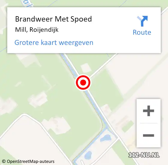 Locatie op kaart van de 112 melding: Brandweer Met Spoed Naar Mill, Roijendijk op 24 september 2019 02:24