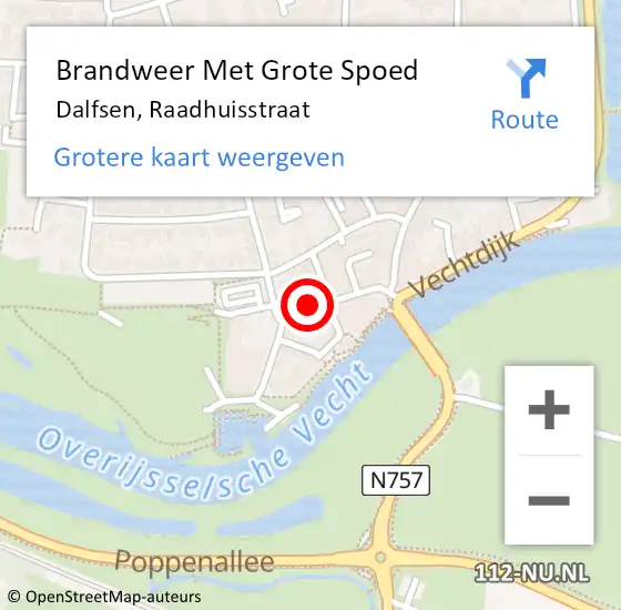 Locatie op kaart van de 112 melding: Brandweer Met Grote Spoed Naar Dalfsen, Raadhuisstraat op 24 september 2019 04:38