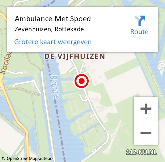 Locatie op kaart van de 112 melding: Ambulance Met Spoed Naar Zevenhuizen, Rottekade op 24 september 2019 06:41