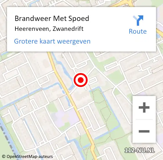 Locatie op kaart van de 112 melding: Brandweer Met Spoed Naar Heerenveen, Zwanedrift op 14 april 2014 18:02