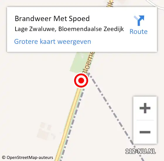 Locatie op kaart van de 112 melding: Brandweer Met Spoed Naar Lage Zwaluwe, Bloemendaalse Zeedijk op 24 september 2019 07:46