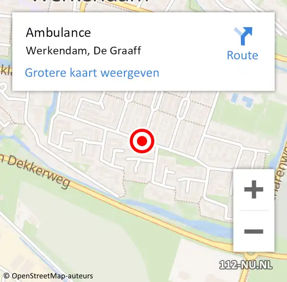 Locatie op kaart van de 112 melding: Ambulance Werkendam, De Graaff op 24 september 2019 08:11