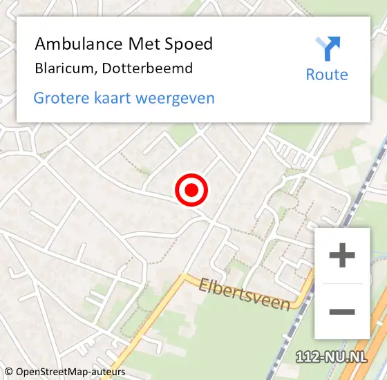 Locatie op kaart van de 112 melding: Ambulance Met Spoed Naar Blaricum, Dotterbeemd op 14 april 2014 18:07