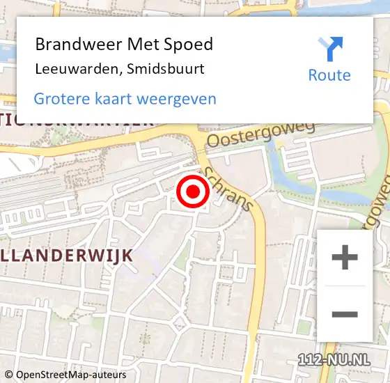 Locatie op kaart van de 112 melding: Brandweer Met Spoed Naar Leeuwarden, Smidsbuurt op 24 september 2019 10:55
