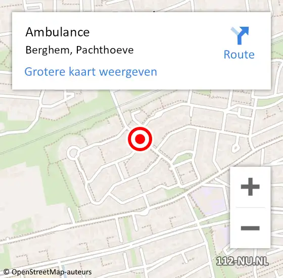 Locatie op kaart van de 112 melding: Ambulance Berghem, Pachthoeve op 24 september 2019 11:47