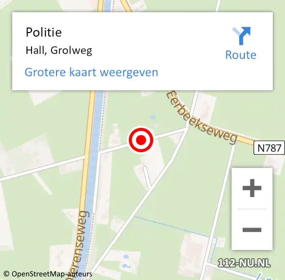 Locatie op kaart van de 112 melding: Politie Hall, Grolweg op 24 september 2019 11:55