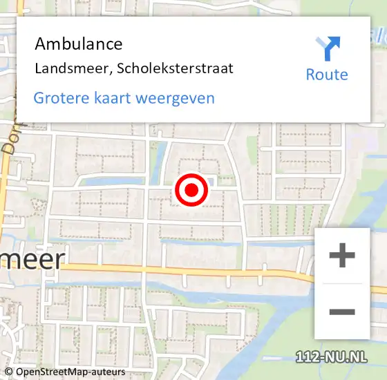 Locatie op kaart van de 112 melding: Ambulance Landsmeer, Scholeksterstraat op 24 september 2019 11:56