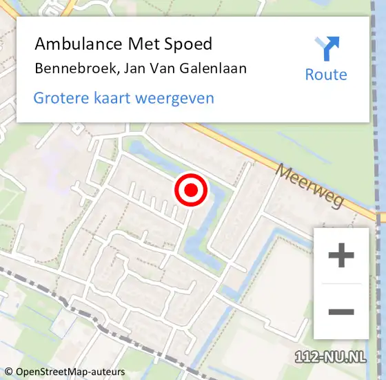 Locatie op kaart van de 112 melding: Ambulance Met Spoed Naar Bennebroek, Jan Van Galenlaan op 24 september 2019 12:04