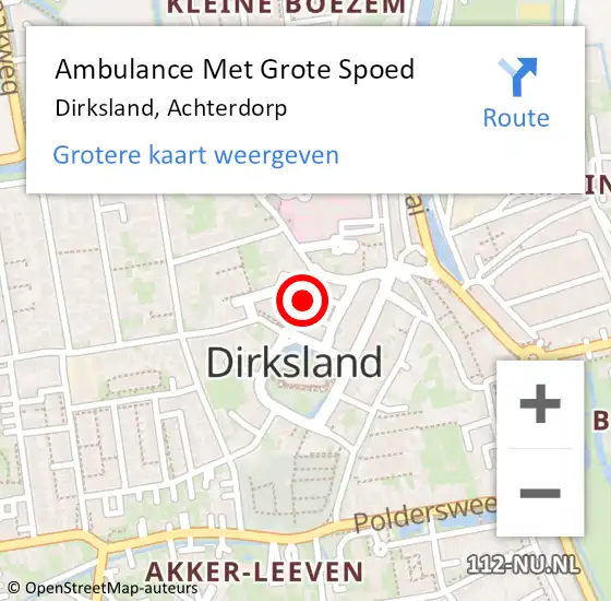 Locatie op kaart van de 112 melding: Ambulance Met Grote Spoed Naar Dirksland, Achterdorp op 24 september 2019 12:33