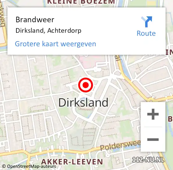 Locatie op kaart van de 112 melding: Brandweer Dirksland, Achterdorp op 24 september 2019 12:35