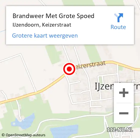 Locatie op kaart van de 112 melding: Brandweer Met Grote Spoed Naar IJzendoorn, Keizerstraat op 24 september 2019 12:55