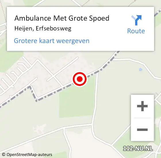 Locatie op kaart van de 112 melding: Ambulance Met Grote Spoed Naar Heijen, Erfsebosweg op 24 september 2019 12:57