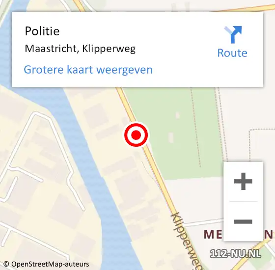 Locatie op kaart van de 112 melding: Politie Maastricht, Klipperweg op 24 september 2019 13:43