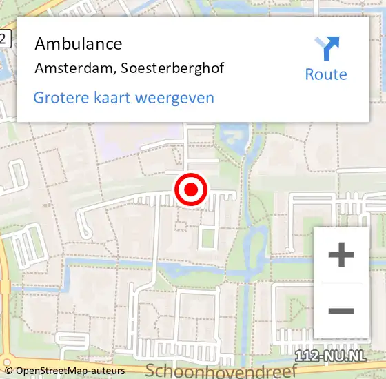 Locatie op kaart van de 112 melding: Ambulance Amsterdam, Soesterberghof op 24 september 2019 13:58
