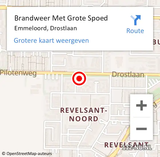 Locatie op kaart van de 112 melding: Brandweer Met Grote Spoed Naar Emmeloord, Drostlaan op 14 april 2014 18:29