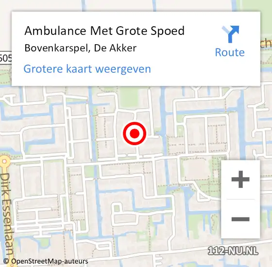 Locatie op kaart van de 112 melding: Ambulance Met Grote Spoed Naar Bovenkarspel, De Akker op 24 september 2019 14:30