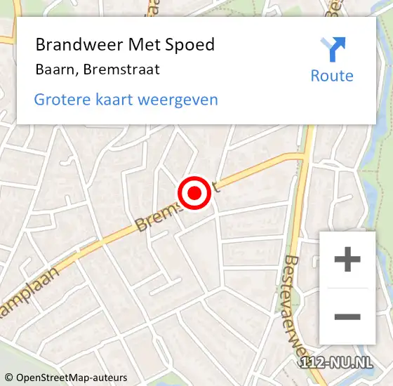 Locatie op kaart van de 112 melding: Brandweer Met Spoed Naar Baarn, Bremstraat op 24 september 2019 15:01